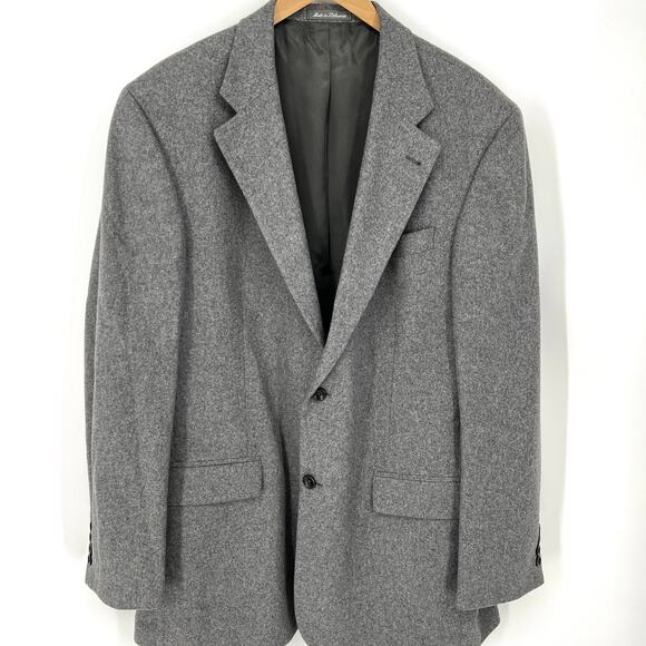 Oscar De La Renta Lithuania Mens Gray Cashmere Wool Blend Blazer Jacket Size 44L - Picture 1 of 10